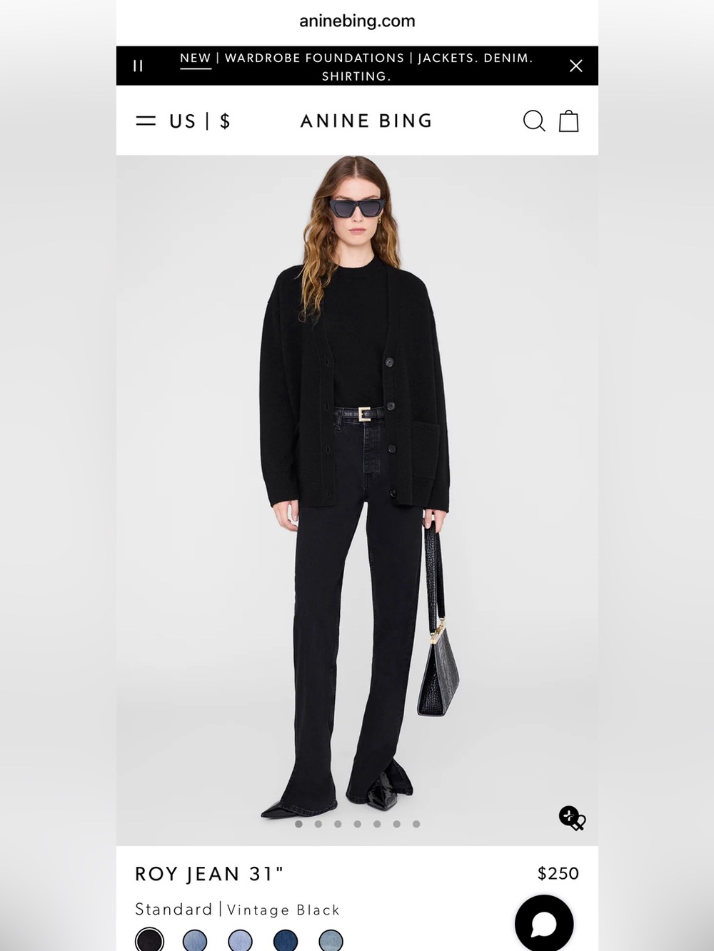 Anine Bing Roy Vintage Black Flare Jeans